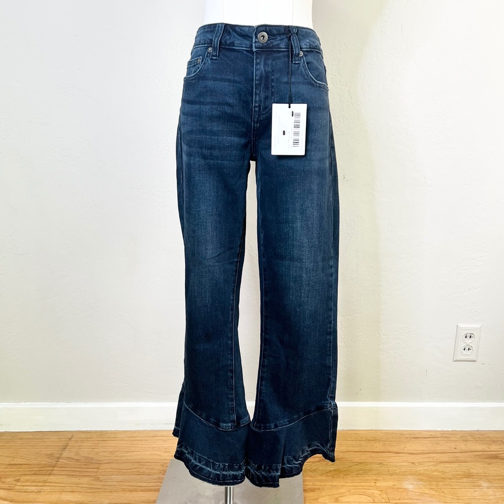 Pistola Jeans Marina Mid Rise Flounce Hem Size 27 Blue Past Midnight NEW
